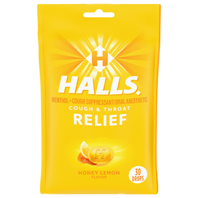 Halls Relief Honey Lemon Cough Drops 30ct