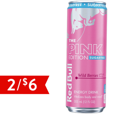 Red Bull Pink Wild Berries Sugar Free Energy Drink 12oz