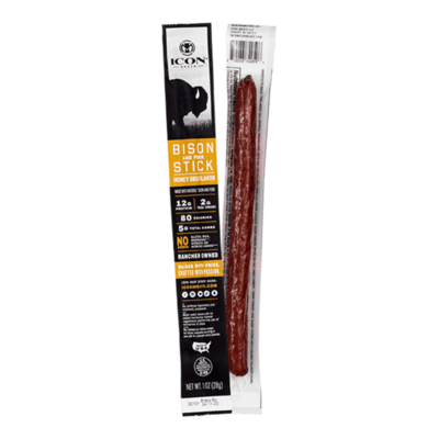 ICON Meats-Bison & Pork Stick Honey BBQ 10oz