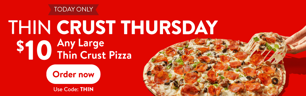 Casey’s Thin Crust Thursday deal for $10 any large thin crust pizza