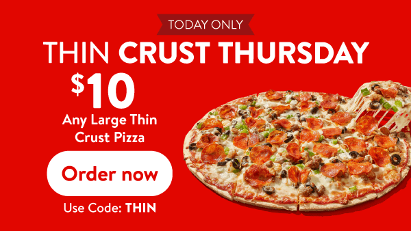 Casey’s Thin Crust Thursday deal for $10 any large thin crust pizza