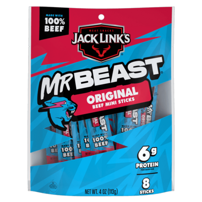 Jack Links Mr Beast Original Beef Mini Sticks 4oz 8ct