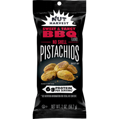 Nut Harvest® Sweet & Tangy BBQ No-Shell Pistachios 2oz