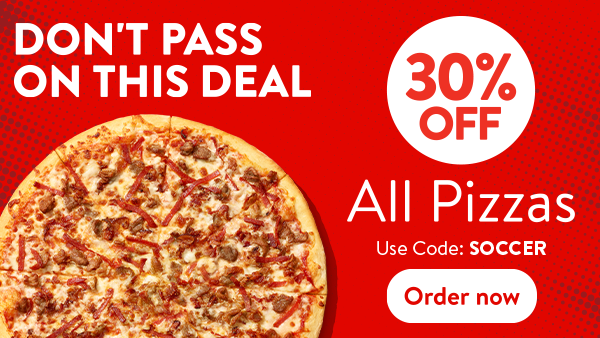 Casey’s pizza deal 30 percent off all pizzas with promo code soccer