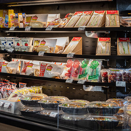 cooler full of lunch options at Casey's