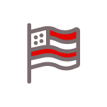 gray American flag with red stripes