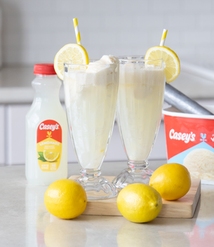 Casey's Lemonade in glasses mixed with Vanilla Ice Cream