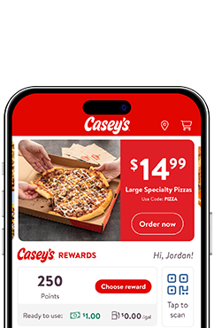 Join Casey's rewards to earn exclusive offers, Casey's cash and more