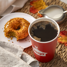Casey's limited time Pumpkin Coffee and Pumpkin Crunch Donut with a fall background