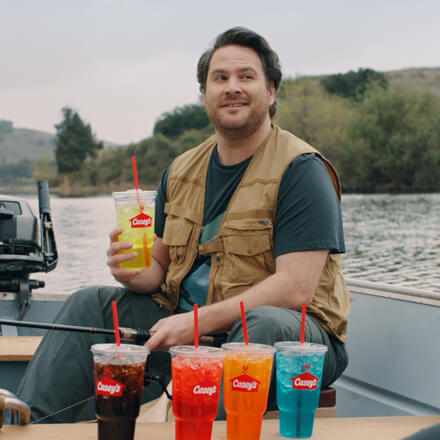 Man holding fountain drink