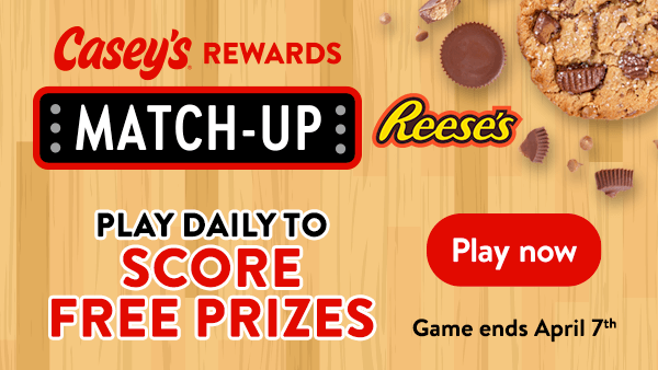 Casey's rewards match-up - play daily to score free prizes. Play now