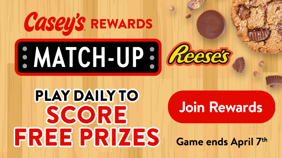 Casey's Rewards match-up - play daily to score free prizes. Join Casey's rewards