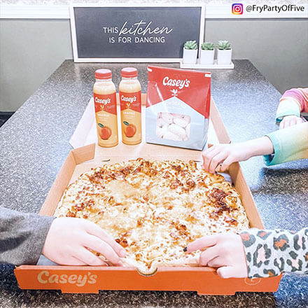 pizza, juice, and donuts from FryPartyOfFive on Instagram