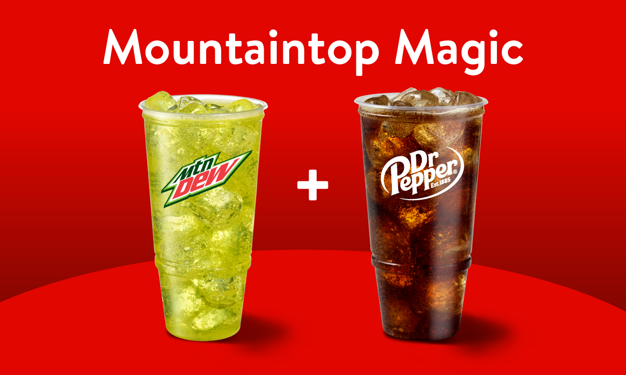 Mountaintop Magic Fountain Drink Combo: Mtn Dew + Dr Pepper