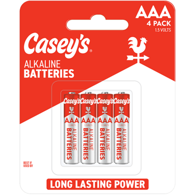Casey's Alkaline AAA Batteries 4 Pack