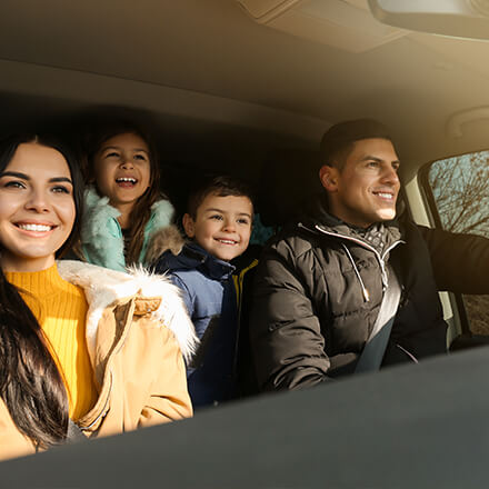 family on a winter road trip