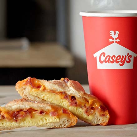 coffee and Casey's bacon handheld