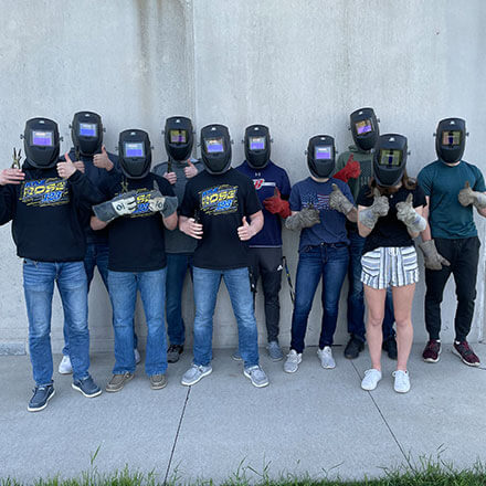 children with welding masks