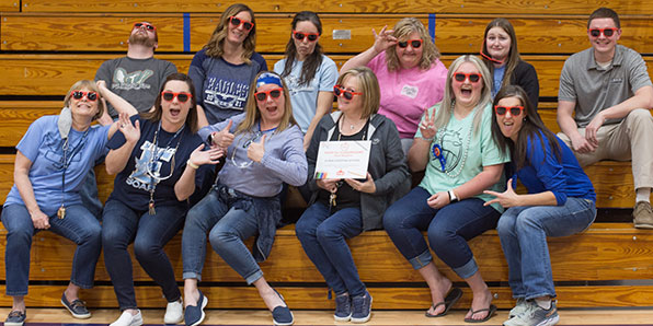 teachers on bleachers