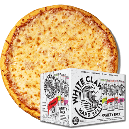 Cheese Pizza with White Claw Seltzer