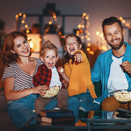 family watching a movie